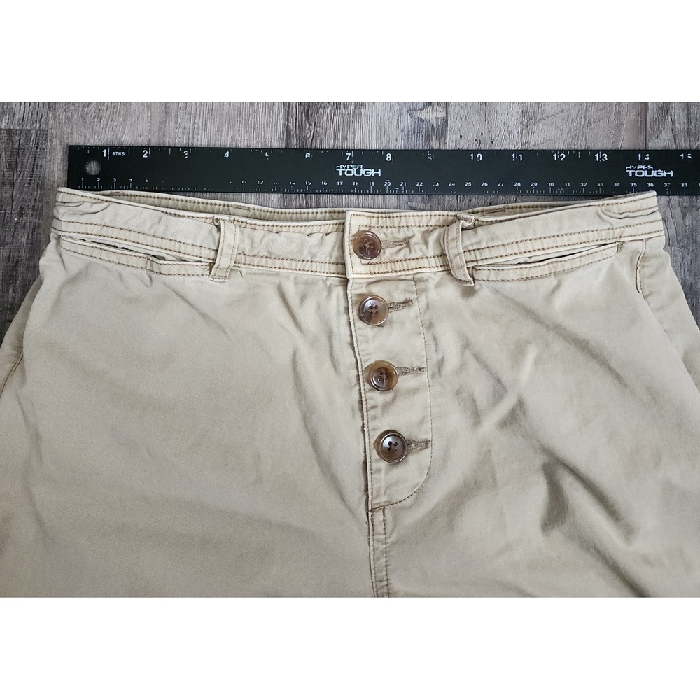 Everlane Wide Leg Crop Pants Women 4 Khaki Tan Button Fly Cotton Twill Mid Rise - Picture 3 of 13